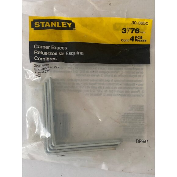Stanley Corner Braces & Flat Corner Iron Set 3"/76mm Zinc-Plated Steel 12 Pieces - Picture 2 of 7